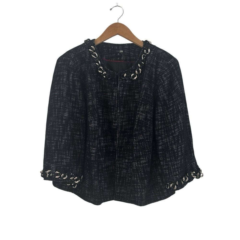East 5th Black and Silver Tweed Blazer Jacket Like New sz 2X